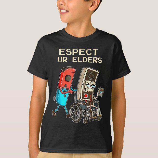 Camiseta Respect Ur Elders Retro Gaming Controller Funny  (Frente)