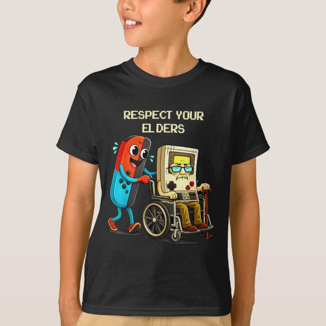 Camiseta Respect Your Elders Funny Retro Gaming  (Frente)