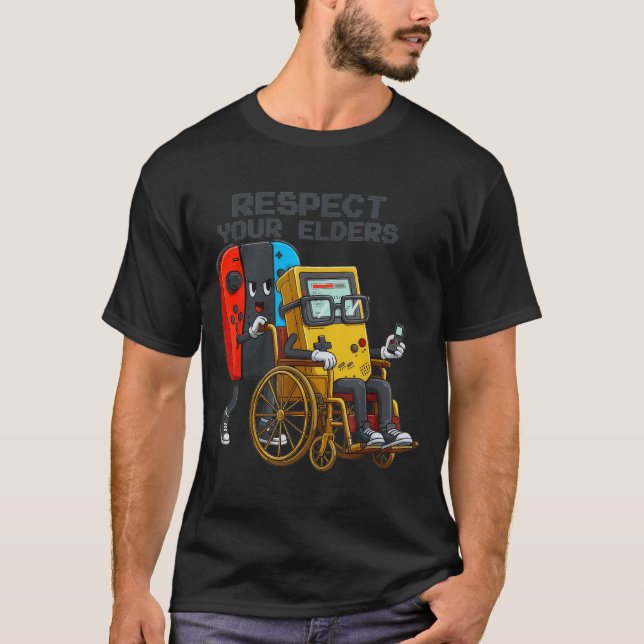Camiseta Respect Your Elders Gaming Control Retro Funny Gam (Frente)