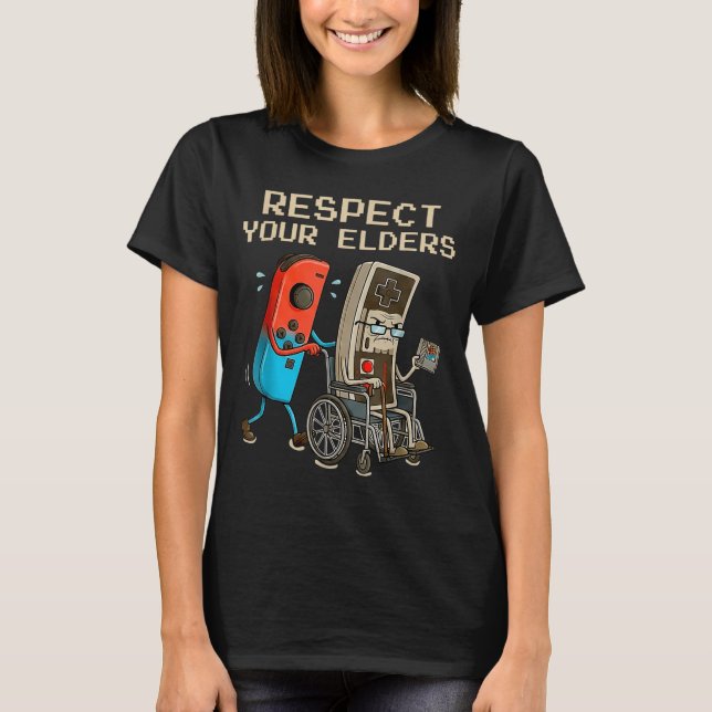 Camiseta Respect Your Elders Retro Gaming Controller Funny  (Frente)
