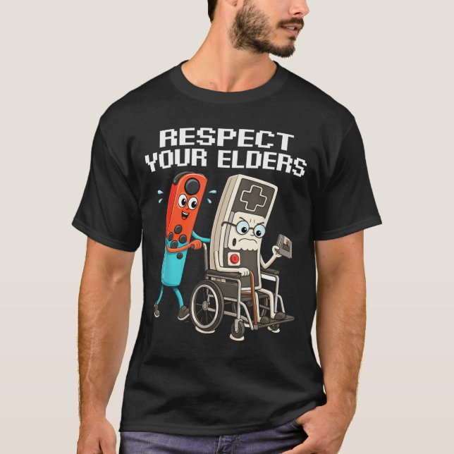 Camiseta Respect Your Elders Retro Gaming Funny Controller  (Frente)