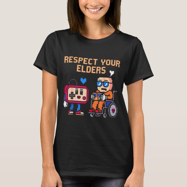 Camiseta Respect Your Elders Retro Gaming Funny Gamer Contr (Frente)
