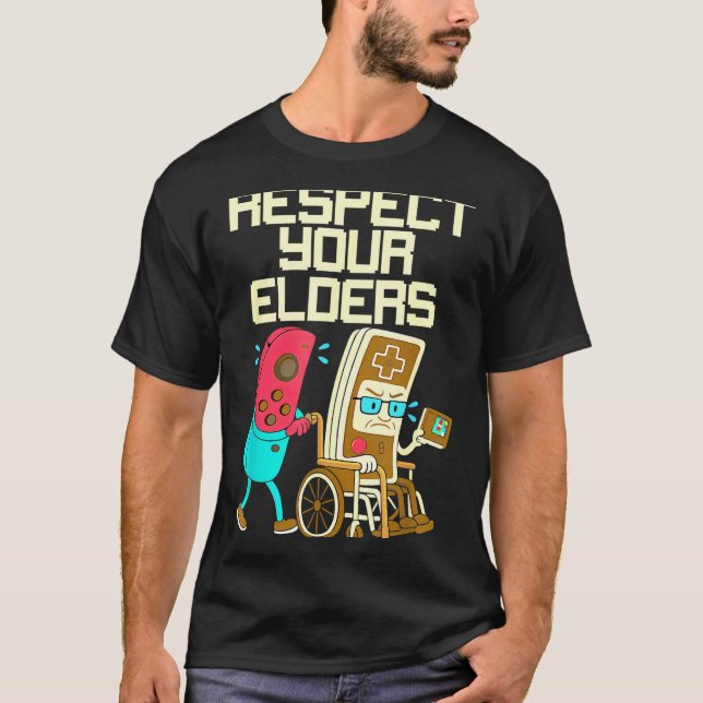 Camiseta Respect Your Elders Retro Gaming Funny Gamer Contr (Frente)