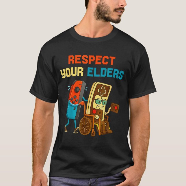 Camiseta Respect Your Elders Retro Gaming Funny Gamer Contr (Frente)