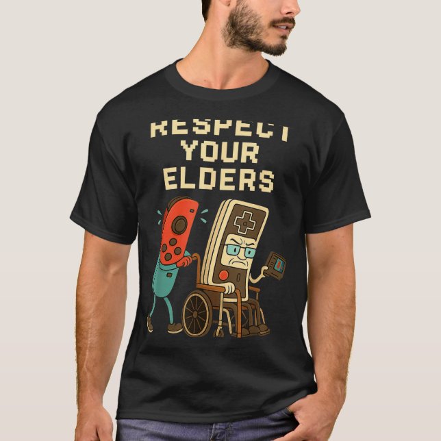 Camiseta Respect Your Elders Retro Gaming Funny Gamer Contr (Frente)