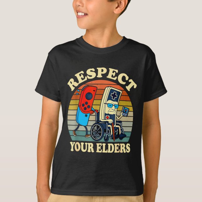 Camiseta Respect Your Elders Retro Gaming Funny Gamer Contr (Frente)