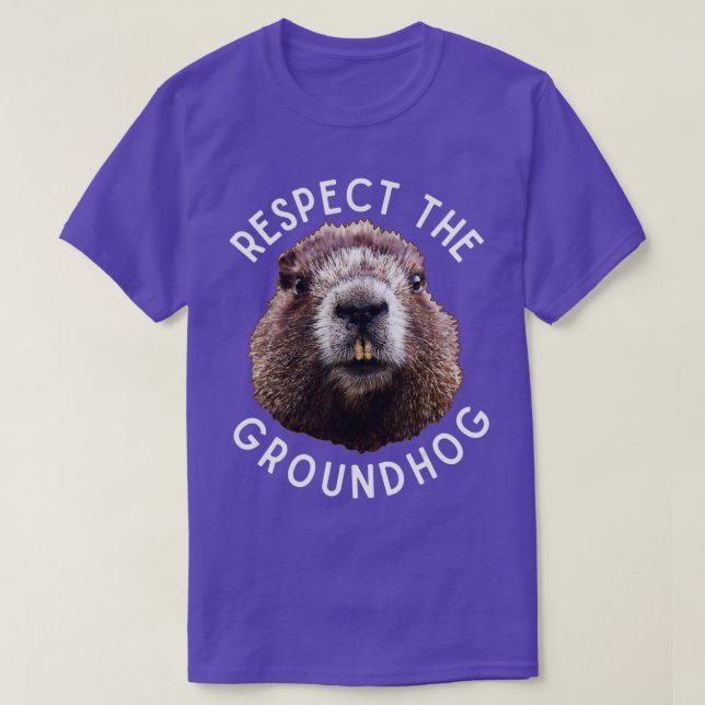 Camiseta Respeita A Foto Do Dia Do Groundhog Rodent Wood En (Frente do Design)