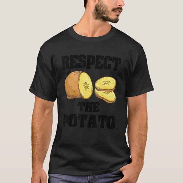 Camiseta Respeitar As Batatas De Raiz Vegetal De Batata Pun (Frente)
