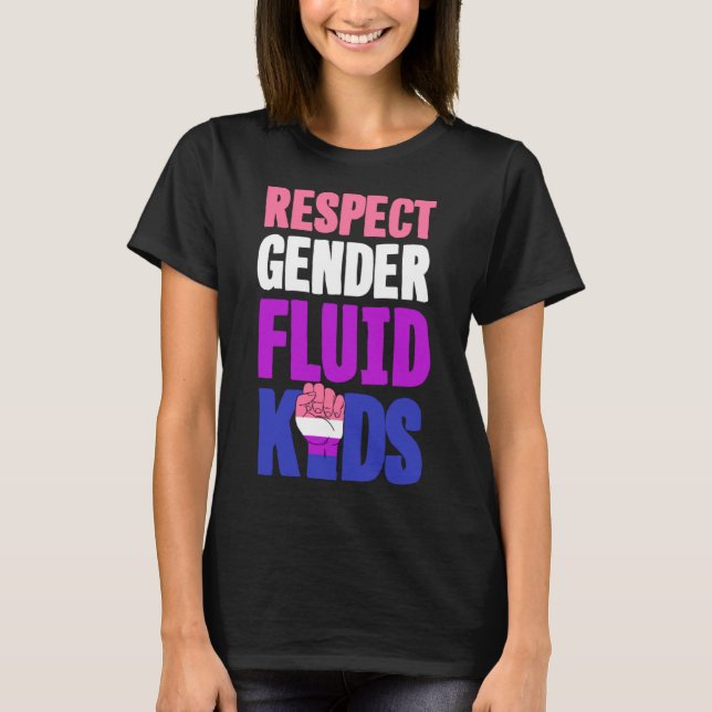 Camiseta Respeitar Crianças LGBTQ Cute Ally Nonbinary (Frente)