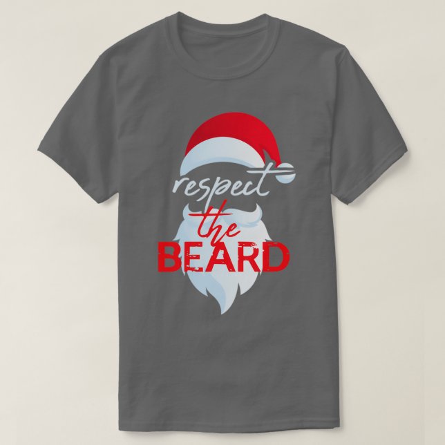Camiseta Respeite a barba santa claus engraçado natal 3 (Frente do Design)