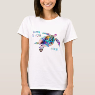 Camiseta Respeite a citação de Tie Dye Beach de Tartaruga