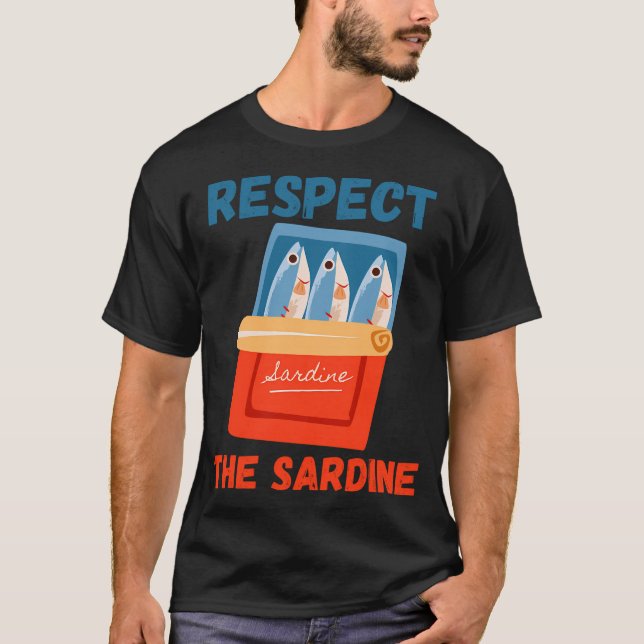 Camiseta Respeite A Sardinha Design De Meme De Peixe Retro  (Frente)