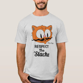 Camiseta Respeite O Bigode Cartoon Gato Bigodudo