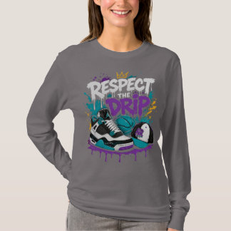 Camiseta Respeite o Design de Basquete Drip