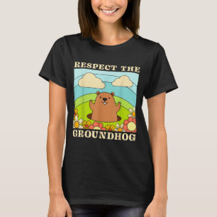 Camiseta Respeite o Dia da Marmota Homens Mulheres Animal R