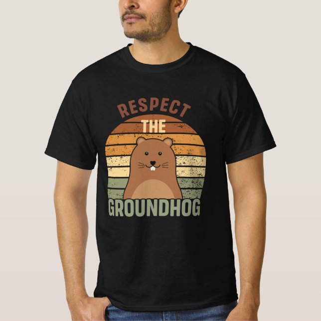 Camiseta Respeite O Dia De Groundhog Engraçado (Frente)
