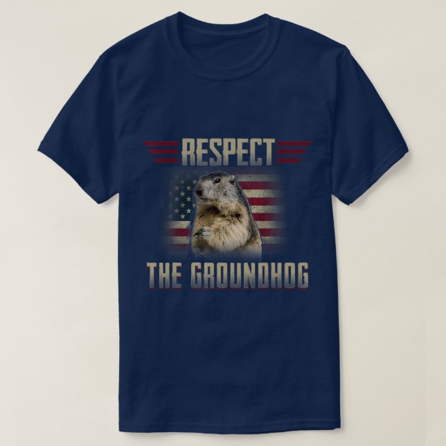 Camiseta Respeite o Dia do Groundhog Woodchuck Foto GroundH (Frente do Design)