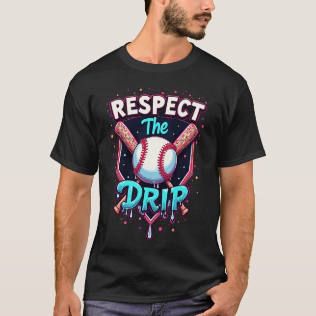 Camiseta Respeite O Disco Engraçado Do Sorvete Baseball (Frente)