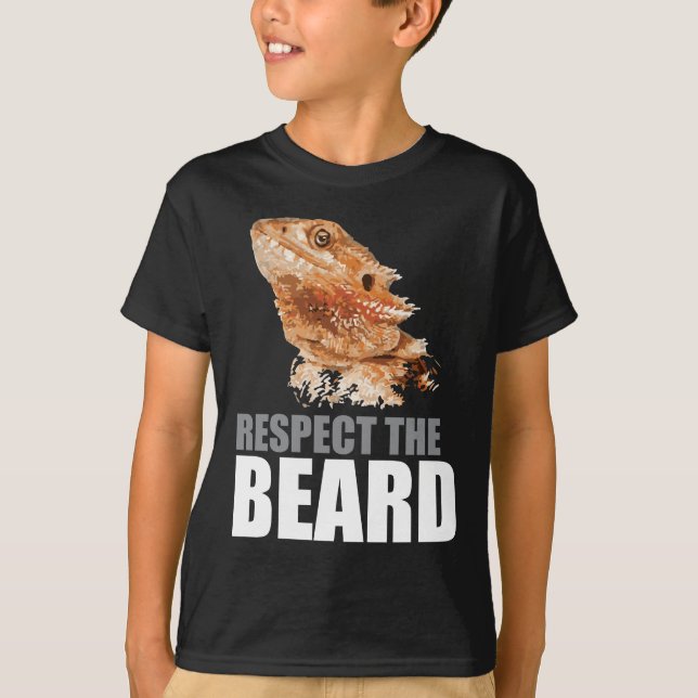 Camiseta Respeite o dragão farpado engraçado da barba (Frente)