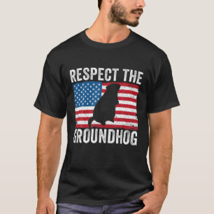 Camiseta Respeite O Groundhog Funny Woodchuck USA Flag Gro