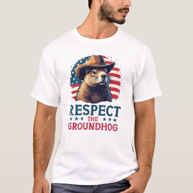 Camiseta Respeite O Groundhog - Vibes De Cowboy (Frente)