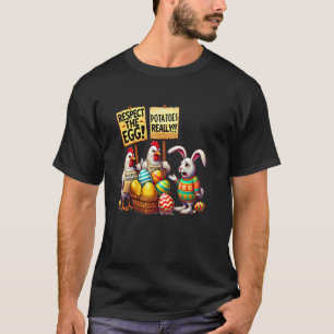 Camiseta Respeite O Ovo Funny Páscoa Coelho Galinhas Piquet