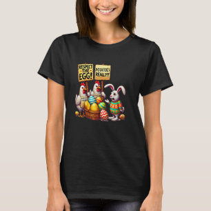 Camiseta Respeite O Ovo Páscoa Engraçada Coelho Galinhas Pi