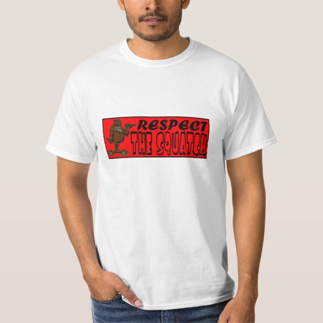 Camiseta RESPEITE O SQUATCH!  Olhe como um PRO em Bobo (Frente)