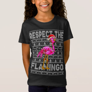 Camiseta Respeite Os Flamingos Rosa De Natal Flamingo