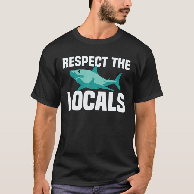 Camiseta Respeite Os Locais De Tubarão | Pescoço do oceano  (Frente)