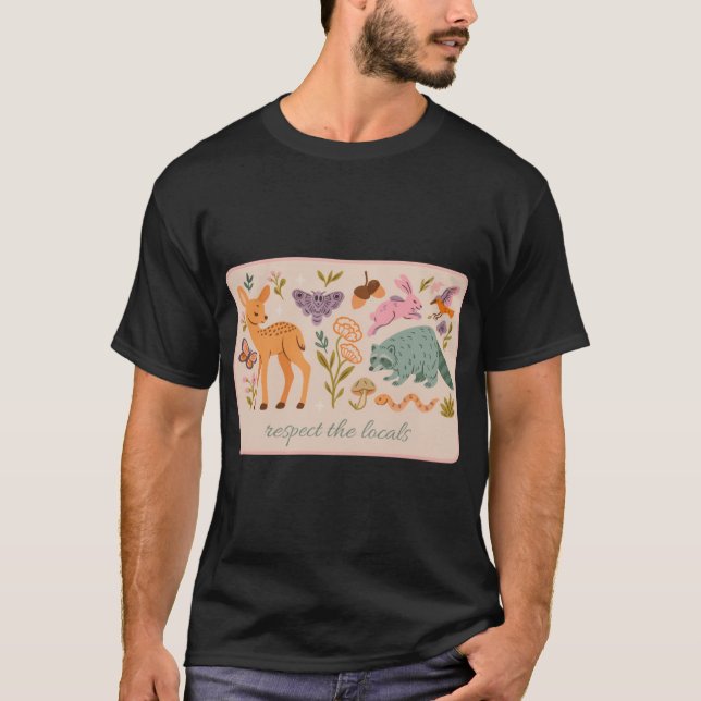 Camiseta Respeite os locais retrô engraçado (Frente)