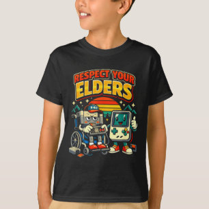 Camiseta Respeite os mais velhos jogos retrô divertido joga