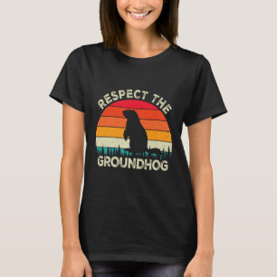 Camiseta Respeite Os Roedores Do Dia Da Marmota Cute Retro