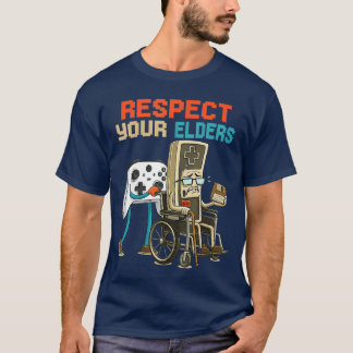 Camiseta Respeite Seus Anciãos Divertido Jogo Retro dos Ano