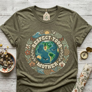 Camiseta Respeite Sua Mãe Natureza Dia da Terra Vintage