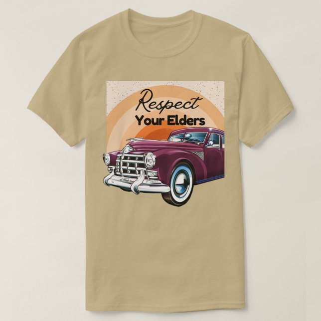 Camiseta Respeite Sua Vintagem Retroativa Engraçada (Frente do Design)
