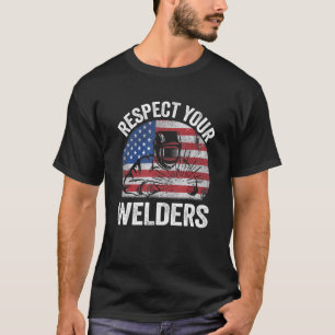 Camiseta Respeite suas soldaduras Steel American Flag Vinta