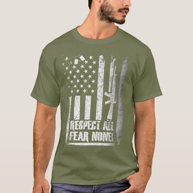 Camiseta Respeite Tudo - Não Tenha Medo! Militar (Frente)