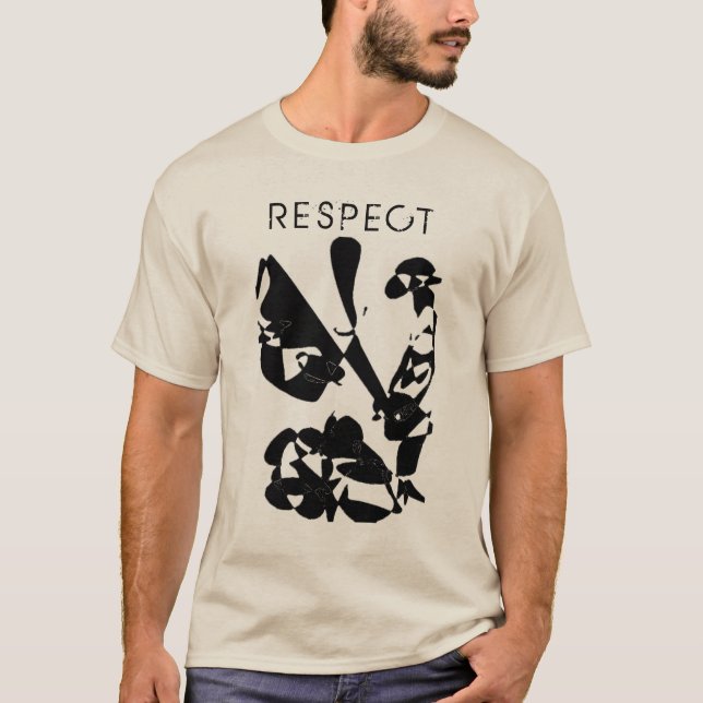 Camiseta "Respeito" com a letra preta, Abstrato gráfico (Frente)