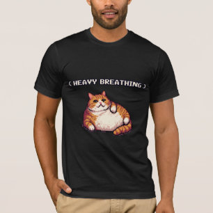 Camiseta Respiração intensa arte de "pixel" de gato gordo