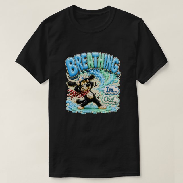 Camiseta Respirar Estou Fora Piada de Esgotamento (Frente do Design)