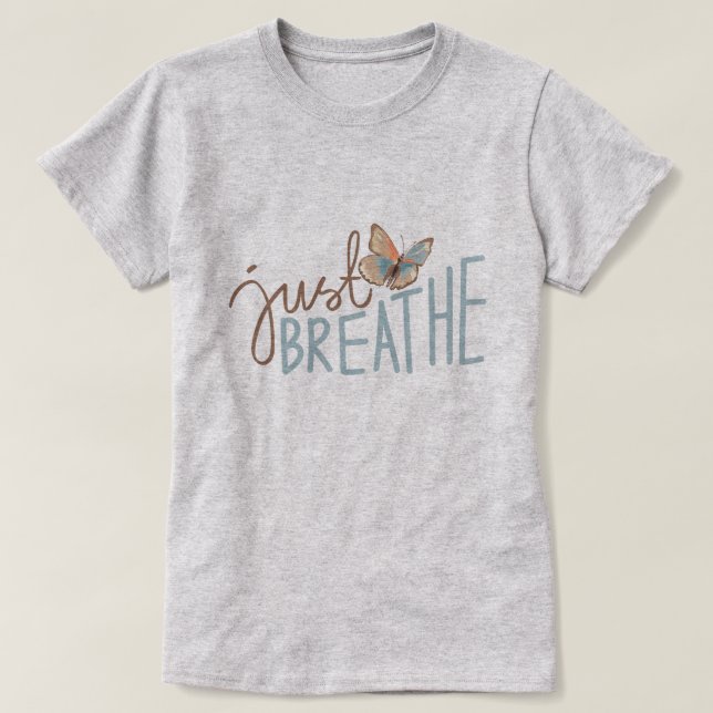 Camiseta Respire com borboleta azul (Frente do Design)