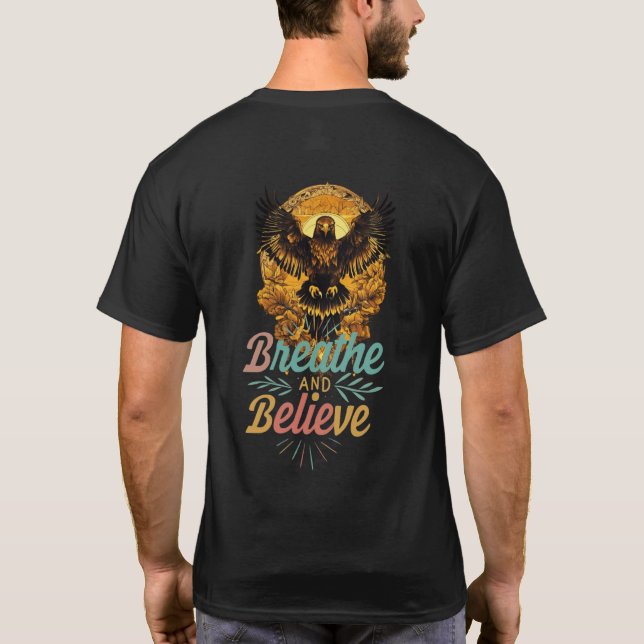 Camiseta "Respire e acredite", Ouro Eagle Tattoo (Verso)
