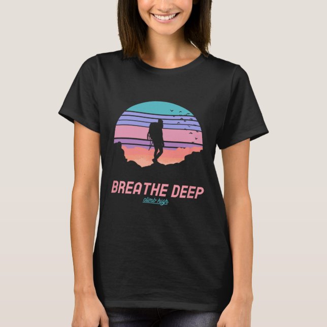 Camiseta Respire Fundo Escale Alto - Caminhada  (Frente)