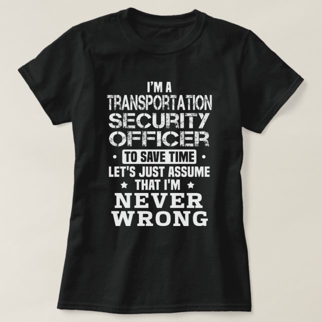 Camiseta Responsável pela Segurança dos Transportes (Frente do Design)