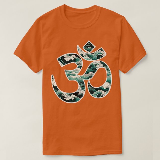 Camiseta Ressonância Cósmica O Poder Místico de Om Kanagawa (Frente do Design)