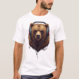 Camiseta Ressonância Selvagem – Urso Abstrato com Fones de