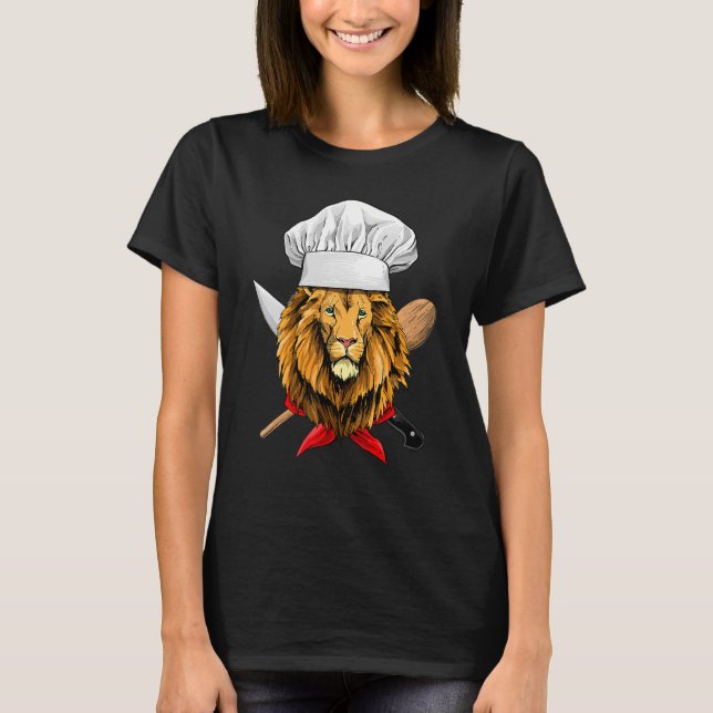 Camiseta Restaurant Lion Chef Culinary Kitchen Cooking  Wil (Frente)