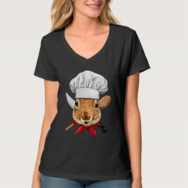 Camiseta Restaurant Squirrel Chef Cook Kitchen Cooking  Rod (Frente)