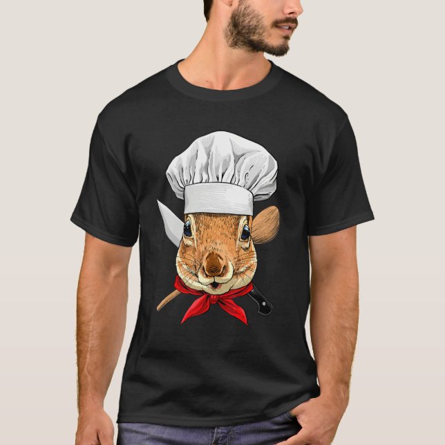 Camiseta Restaurant Squirrel Chef Cook Kitchen Cooking  Rod (Frente)